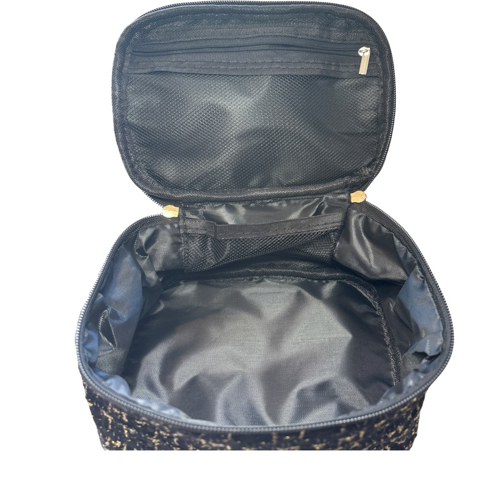 Black and Gold Tweed Cosmetic Bag (3 for $12 item) - Picture 5 of 5